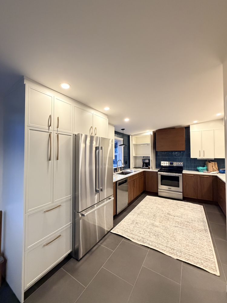 Modern kitchen with island and custom cabinetry